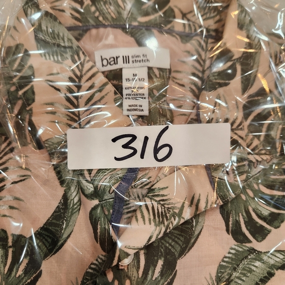 Bar III Shirt Mens Medium Floral Tropical Palm Long Sleeve Tropical Beach Summer - Picture 12 of 12